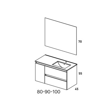 Medidas mueble y lavabo Box 90