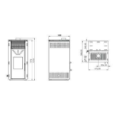 Medidas estufa pellet Cero Rem